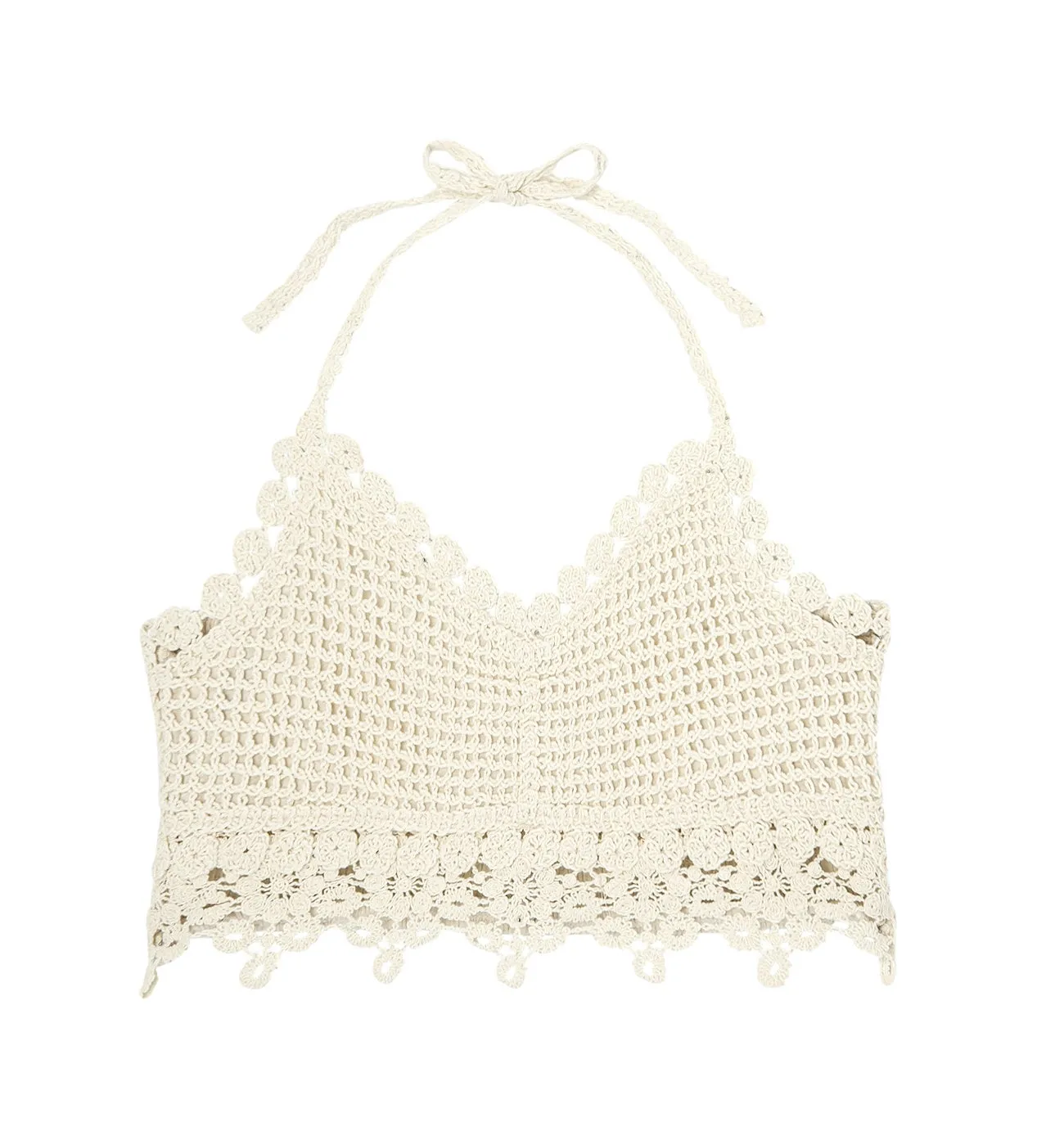 Top brassière au crochet - Ecru